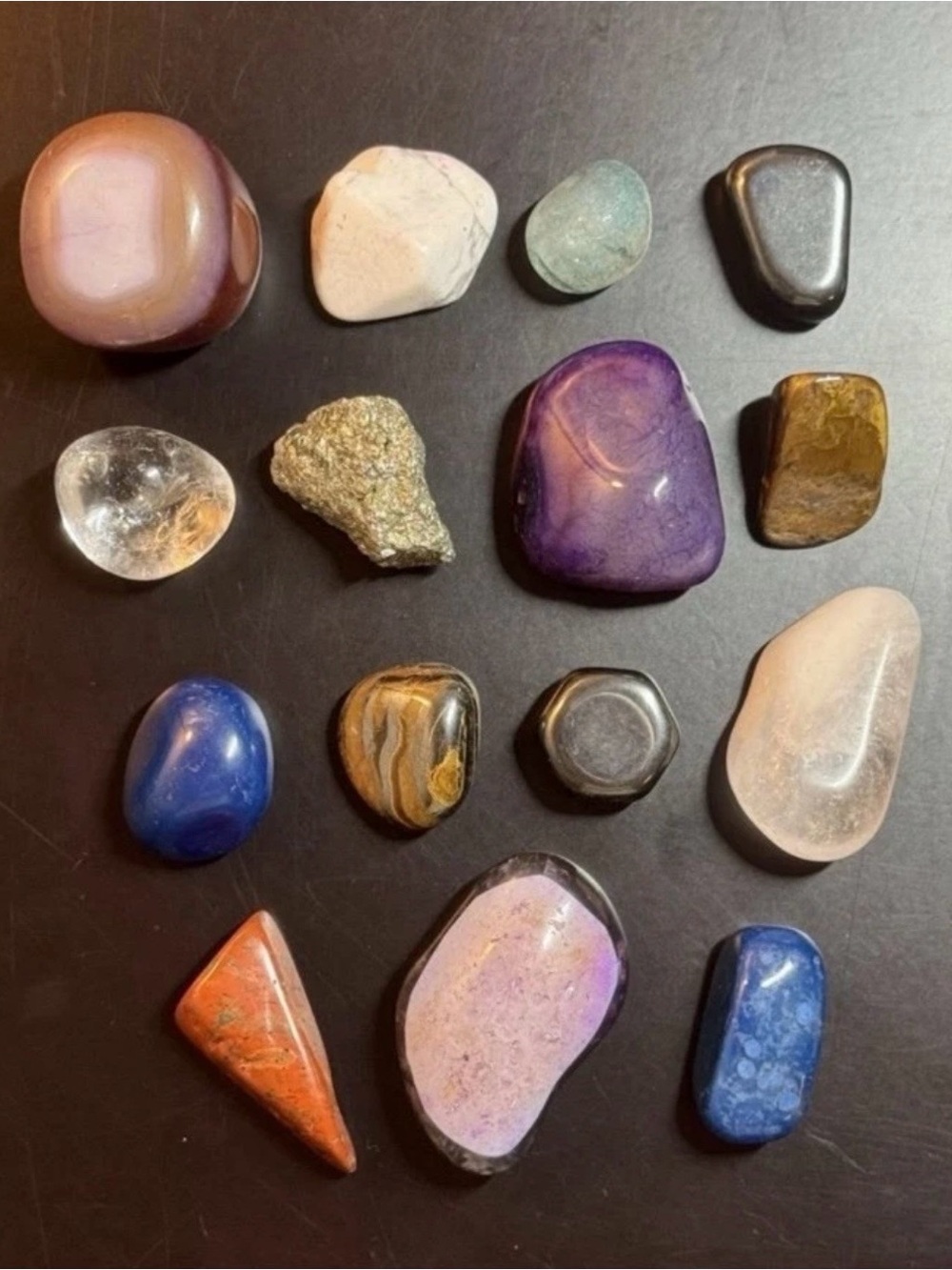 15 Assorted Tumbled Gem Stones with Carrying Pouch. Crystals, Wicca, witchcraft